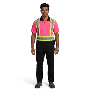 Hi Vis Polo Shirt Safety Work Polo Shirt High Reflective Poly Tape 5cm Short Sleeves Hi Vis Winter Golf Shirts Safety Wear - Product Image 1