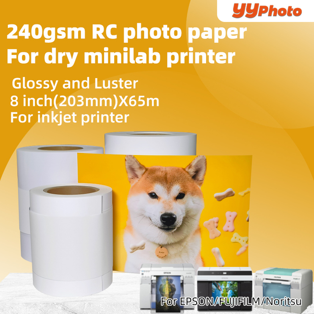 Dry Mini Lab Printer RC Photo Paper Roll 5/6/8 Inch for Fujifilm DX100 De100 Glossy Luster for Epson Noritsu