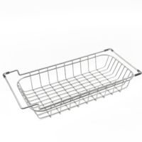 Égouttoir à vaisselle multifonctionnel rectangulaire moderne en acier inoxydable 304 argenté 410x190x90mm pour évier, rangement de cuisine