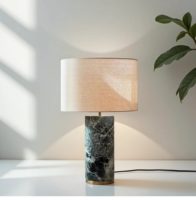 Lampe de table en marbre et tissu, style postmoderne, luxe minimaliste, lumière nordique pour salon, chambre à coucher, chevet, villa, lampe cylindrique créative