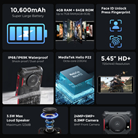 Téléphone robuste Fossibot F101P double SIM Android 13, batterie 10600 mAh, 4 Go + 64 Go, IP68, résistant aux chocs, écran HD+ 5,45 pouces, MediaTek Helio P22