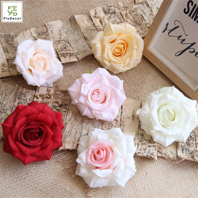 High Quality Artificial Silk Rose Flower Heads Fabric for DIY Wreath ...