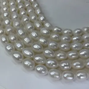 10-11mm oval natural freshwater pearl loose bead semi-finished product