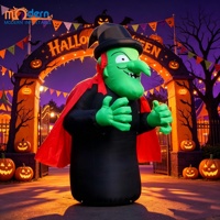 Ballon gonflable géant de sorcière verte avec cape rouge pour Halloween, avec ventilateur intégré, 8-10 pieds, décoration de jardin extérieur pour fête de fin d'année