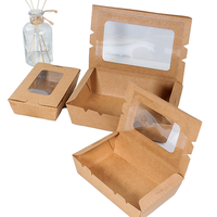 Boîte à déjeuner de salade kraft jetable biodégradable écologique et étanche avec couvercle transparent