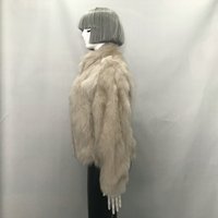 Manteau en fourrure de renard bleu pour femme, col en V court, véritable fourrure de renard, veste d'hiver