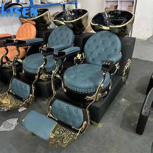 KISEN-Chaise <span class=keywords><strong>shampoing</strong></span> noire et dorée moderne pour salon de beauté, meubles pour le lavage des cheveux avec bol <span class=keywords><strong>shampoing</strong></span>, chaises à vendre - Product Image 6