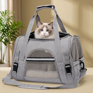 Sac de transport pour chiens et chats, en tissu Oxford respirant, pliable, portable, pour usage extérieur, couleur grise - Product Image 3