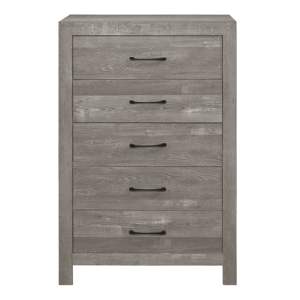 DB Rustic Design 1pc Gray Chest <b>with</b> <b>Storage</b> <b>Drawers</b> <b>Black</b> Metal Hardware Bedroom Furniture - Product Image 1