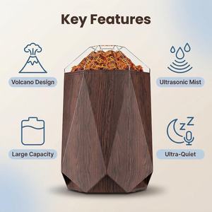 Umidificatore Ultrasonico da 1L con <span class=keywords><strong>Design</strong></span> Vulcano, Silenzioso, Effetto Legno, <span class=keywords><strong>Diffusore</strong></span> <span class=keywords><strong>di</strong></span> <span class=keywords><strong>Aromi</strong></span> per Scrivania - Product Image 3