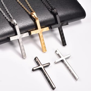 Collar con Colgante de Cruz de Acero Inoxidable para Mujer y Hombre, Joyería Religiosa con Letras, Estrellas y Rayas, Cadena de Metal - Product Image 2