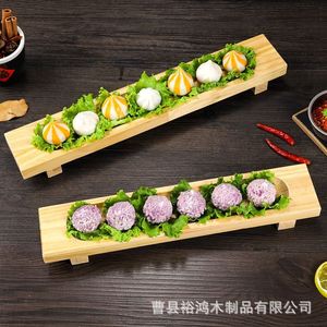 ภาชนะสำหรับร้านอาหารหม้อไฟแบบพิเศษ: จานไม้ไผ่และไม้สำหรับกุ้งเผา, จานไม้สำหรับลูกชิ้นเนื้อ, ลูกชิ้นเนื้อวัว - Product Image 3