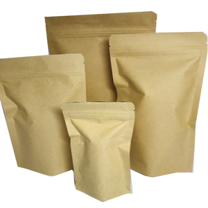 Doypack-bolsas biodegradables con cremallera para embalaje de alimentos, bolsas de Papel Kraft, venta al por mayor - Product Image 3