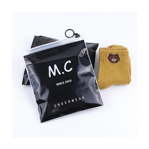 High quality custom logo plastic bag Eco friendly PE black apparel transparent zip lock garment clear clothing zipper bags