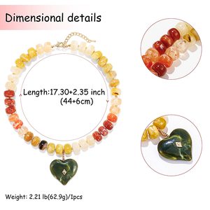 <span class=keywords><strong>Collana</strong></span> Boho <span class=keywords><strong>con</strong></span> Perline Acriliche Arcobaleno e Ciondolo a <span class=keywords><strong>Cuore</strong></span> <span class=keywords><strong>Grande</strong></span> Placcato Oro, Trendy e Vistosa per Feste e Vacanze - Product Image 4