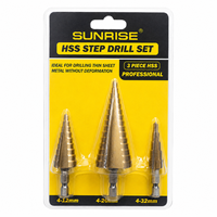 Foret étagé hexagonal triangulaire SUNRISE, ouvre-trou, alésoir en acier rapide, revêtement TiN, finition dorée pour le perçage
