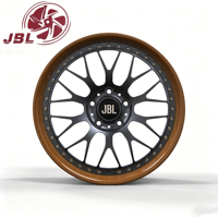 Nouvelles jantes de voiture de tourisme en alliage d'aluminium forgé en deux parties, 25 mm, 20 mm, 18-26 pouces, finition noire, à rayons rivetés et à liseré bronze