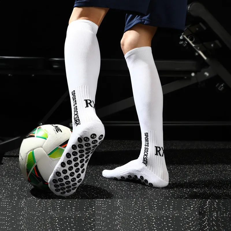 2022 Custom logo colorful knee high athletic soccer designer anti slip long sport football grip men socks