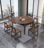 Table à manger en bois massif pliable et extensible, ensembles de salle à manger moderne, Table à feuilles tombantes, Table de Restaurant peu encombrante
