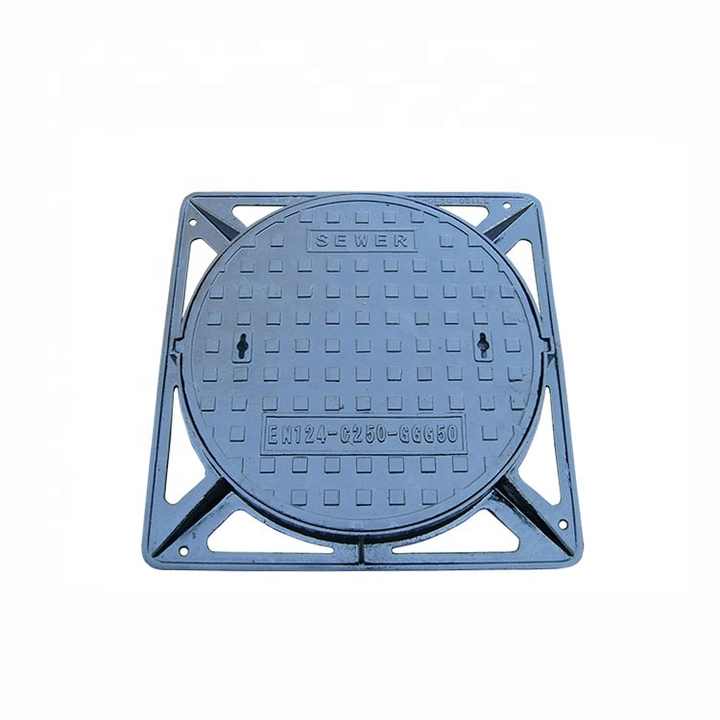 EN124 ductile cast iron hinged frame C250 high loading manhole cover