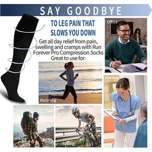 Running Adult Sports Blood Circulation Toalla Bottom Logotipo personalizado Mujeres Calcetines <span class=keywords><strong>de</strong></span> compresión hasta <span class=keywords><strong>la</strong></span> rodilla - Product Image 3
