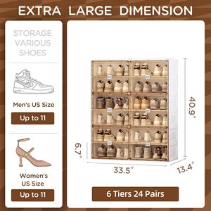 Portable Eco-Friendly Folding Square Shoe Rack Organizer for Closet Entryway Large <strong>Plastic</strong> Storage <strong>Bins</strong> <strong>Lids</strong> 10 Tiers 40 Pairs - Product Image 4