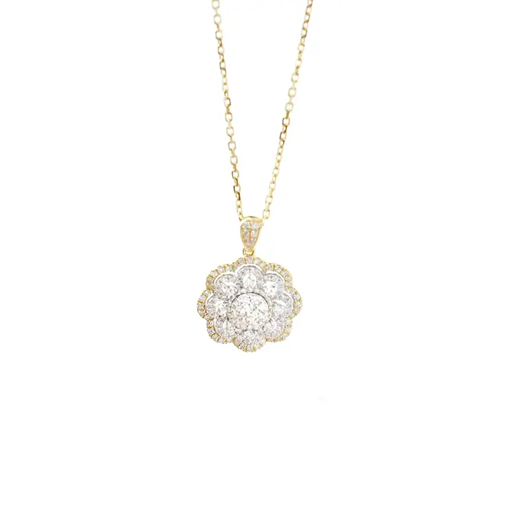 Colar de joias em forma de floco de neve personalizado de luxo, colar de ouro branco 18K de alta qualidade