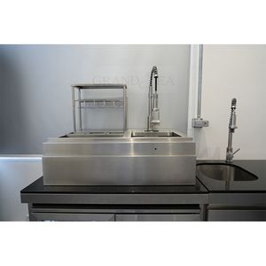 Miễn phí 3D tùy chỉnh thép không gỉ tủ bếp Thiết kế ngoài trời bồn rửa tủ lạnh cửa Bảng điều khiển bề mặt Acrylic bao gồm vòi nước - Product Image 4