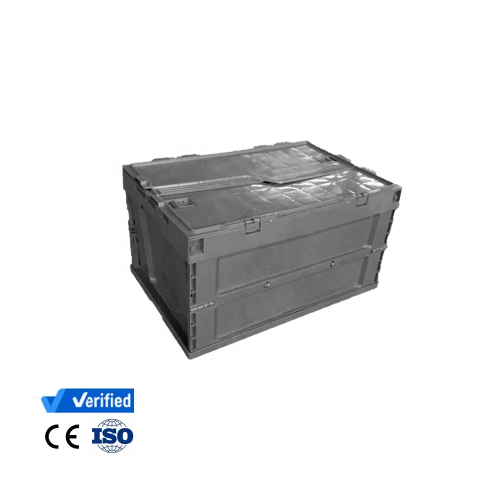 रसद पैकेजिंग बंधनेवाला प्लास्टिक भंडारण फल बक्से काले Stackable बॉक्स तह के लिए बिक्री