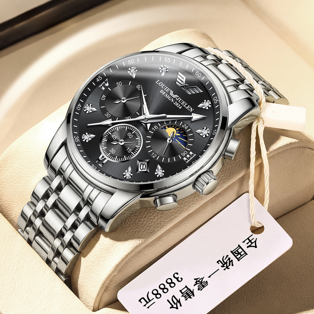 Men's Fashion Watch Quartz Watch Three Pin Calendar Luminous 42MM Business Wristwatch 3BAR Waterproof Watch for Men