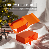 Coffret Cadeau Pliant de Luxe Fait Main avec Couvercle Magnétique, Doublure Éponge, Noir Rose Vert Orange Rouge, Finition Brillante/Mate