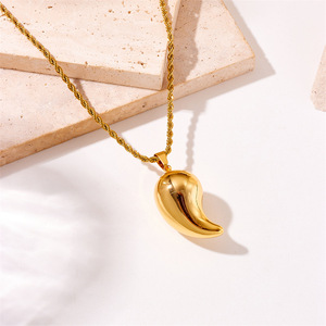 European American Style Teardrop Pendant Necklace Titanium Steel Twisted Chain Unique Design Retro Punk Fashion Jewelry - Product Image 3