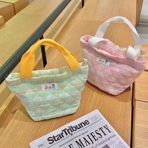 Sac à lunch isotherme en coton à motif écossais, sac fourre-tout portable pour les employés de bureau et les étudiants - Product Image 2