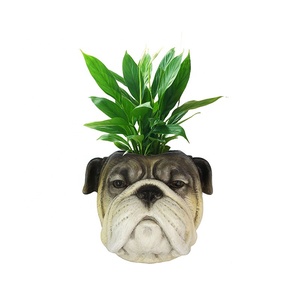 Hars Dier Hoofd 3D Franse Bulldog Standbeeld Hond Hoofd Bloem Vaas Home Decor - Product Image 5