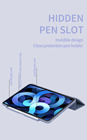 Étui PINJING Slim en cuir PU écologique pour iPad Pro 12.9 6e/5e/4e/3e génération, support pliable intelligent, coque de protection transparente