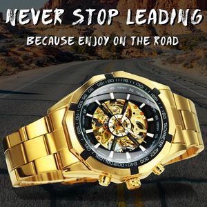 Montre mécanique automatique squelette pour homme Hot Winner 340, squelette doré, vintage, montre pour homme, montres pour hommes, marque haut de gamme, montre-bracelet de luxe - Product Image 2