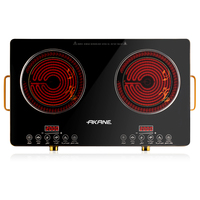 AKANE A.8088 Kompor Inframerah 7000W Pembakar Ganda Cocina Infrarroja Pelat Kristal Mikro Kontrol Digital Daya Api Besar
