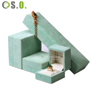 Mint Green Velvet Jewelry Box Set For <b>Rings</b> Earrings Bracelets Necklaces Luxury Gift Packaging Case With Custom Color And Logo - Product Image 1
