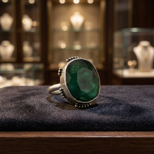 Art Palace 925 <b>Silver</b> Green Natural Stone Oval Cut Romantic Boho Style Statement Gemstone <b>Rings</b> <b>for</b> Women & <b>Men</b> - Product Image 4