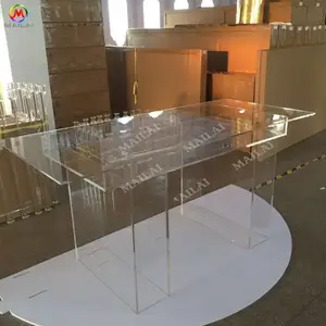 Mesa de comedor acrílica transparente con patas rectangulares, mesa de banquete de boda, Económica