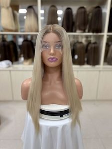 <span class=keywords><strong>Perruque</strong></span> Sheitel <span class=keywords><strong>juive</strong></span> lisse blond cendré, <span class=keywords><strong>perruque</strong></span> en cheveux humains à nœuds simples avec dessus en dentelle, <span class=keywords><strong>perruque</strong></span> casher modeste et invisible, vente en gros - Product Image 1