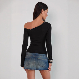 Nuova Moda Estiva: T-shirt Sexy con Spalle Scoperte, Personalizzabile, Aderente, Stile Y2K, <span class=keywords><strong>Abbigliamento</strong></span> Femminile - Product Image 4