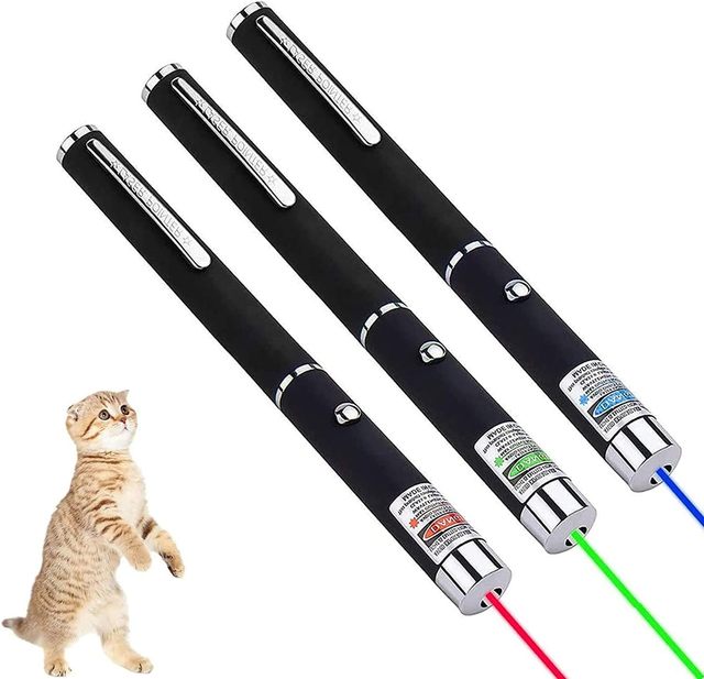 Black Modern Eco-Friendly Interactive LED Cat Laser Pointer Pen Powered by 2 AAA Battery