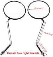 Rétroviseurs ronds vintage réglables GOOFIT de 8 mm, remplacement pour kart, VTT, scooter, moto tout-terrain, mini-moto, cyclomoteur, quad