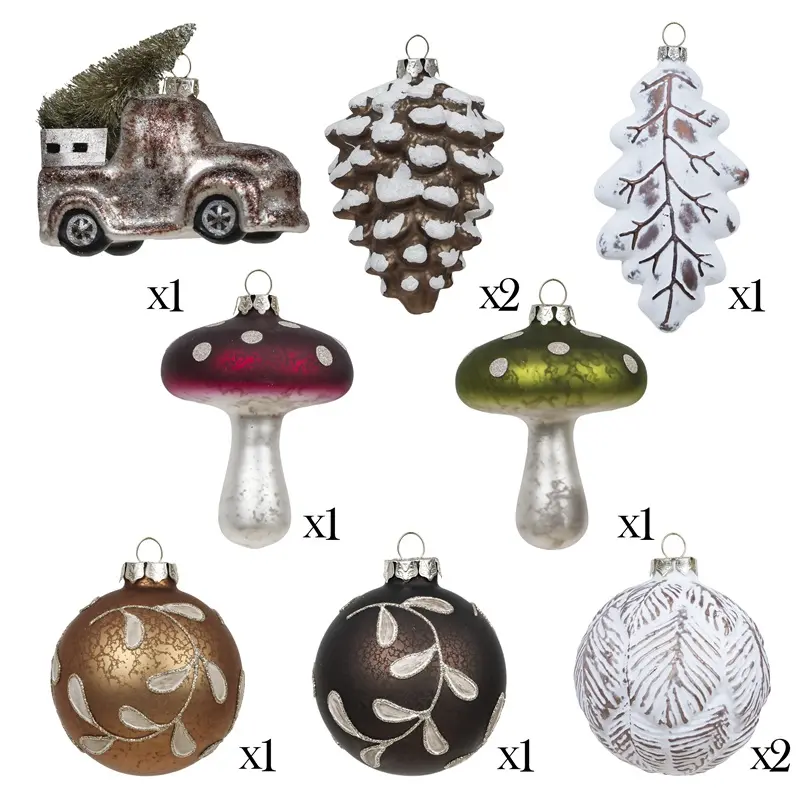 EG Colored Blown Car Toy Tree Bauble Decorations Gold Round Glass Balls Christmas Ornaments