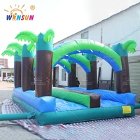 WINSUN Toboggan aquatique gonflable tropical à double voie de qualité commerciale avec piscine pour adultes et enfants