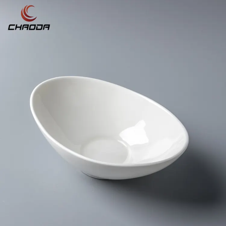 6.5 inch YUANBAO SHAPE Porcelain Bowl Traditional Chinese design White Bowl Ceramic Serving Salad Bowls