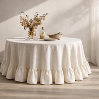Nappe en lin pur tissée à volants, faite à la main, style bohème, décoration de table de salle à manger, taille personnalisée, écologique, durable, ronde