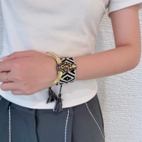 Nouveau bracelet vintage en perles de riz en forme de tête de taureau, réglable, tissé à la main en or, tresses en tissu, bijoux en gros, bracelets en corne de bœuf