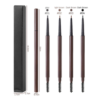 Crayon à sourcils double embout ultra-fin 1,5 mm avec brosse, résistant à l'eau et à la transpiration, neutre, sans logo